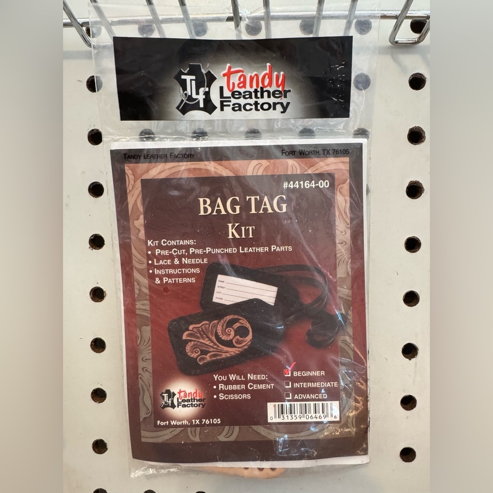 Tandy Leather Factory bag tag kit.